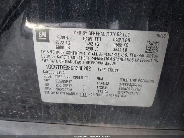 1GCGTDE33G1388202 Chevrolet Colorado Z71