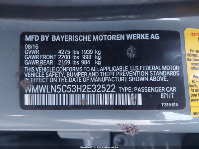 WMWLN5C53H2E32522 Mini Clubman Cooper