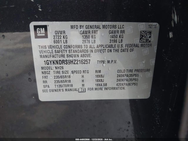 2017 CADILLAC XT5 1GYKNDRS9HZ216257 Photo 8