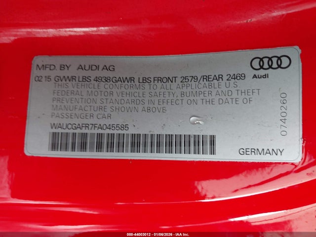2015 AUDI S5 WAUCGAFR7FA045585 Photo 8