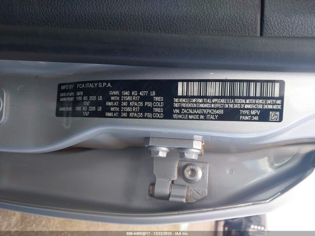 44003017 :رقم المزاد ، ZACNJAAB7KPK26488 vin ، 2019 Jeep Renegade Sport Fwd مزاد بيع