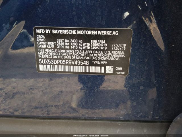 2024 BMW X3 5UX53DP05R9V49548 Photo 8