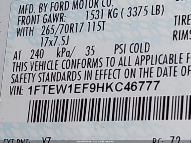 2017 FORD F-150 1FTEW1EF9HKC46777 Photo 8