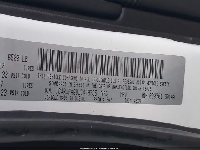 2018 JEEP GRAND CHEROKEE 1C4RJFAG9JC479795 Photo 8