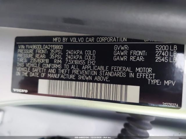 2010 VOLVO XC60 YV4960DL0A2119860 Photo 8