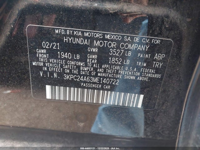 Hyundai Accent Sel 2021 3KPC24A63ME140722 Image 9