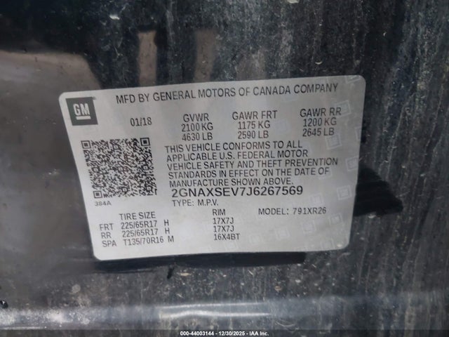 Chevrolet EQUINOX LT 2018 2GNAXSEV7J6267569 Image 9