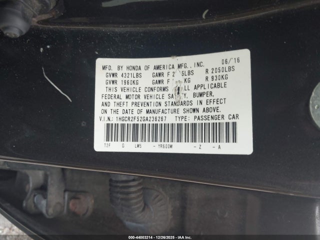 Продаж на аукціоні авто 2016 Honda Accord Sport, vin: 1HGCR2F52GA236267, номер лоту: 44003214
