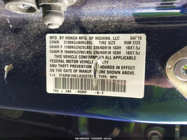 2018 HONDA CR-V 7FARW1H51JE032751 Photo 8