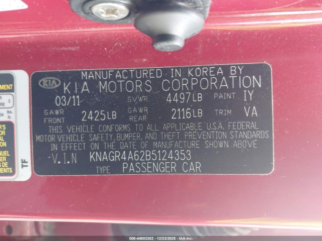 2011 KIA OPTIMA KNAGR4A62B5124353 Photo 8