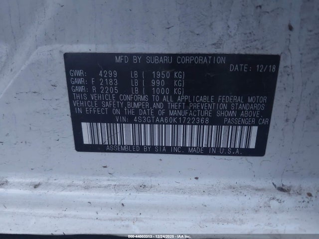 4S3GTAA60K1722368 Subaru Impreza 2.0i