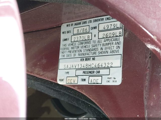 1987 JAGUAR XJ6 SAJAV1348HC464322 Photo 8