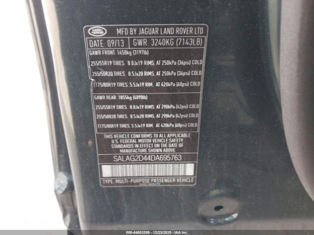 2013 LAND ROVER LR4 SALAG2D44DA695763 Photo 8