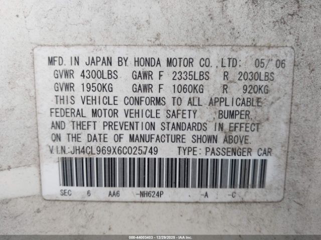 2006 ACURA TSX JH4CL969X6C025749 Photo 8