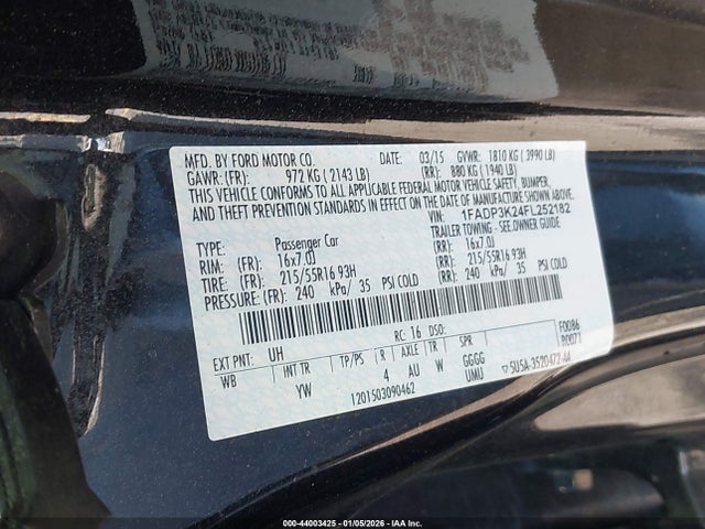 2015 FORD FOCUS 1FADP3K24FL252182 Photo 8