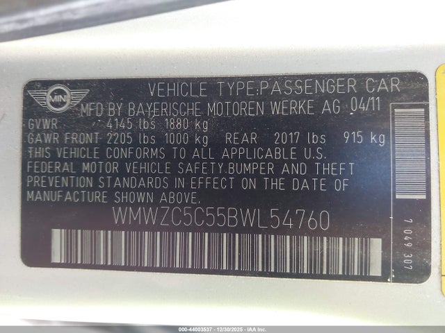 2011 MINI COOPER S COUNTRYMAN WMWZC5C55BWL54760 Photo 8