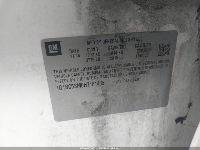 2017 CHEVROLET CRUZE 1G1BC5SM8H7181485 Photo 8
