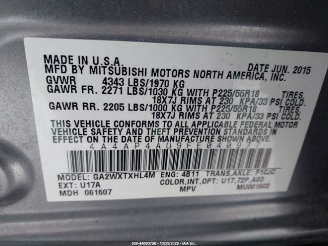 2015 MITSUBISHI OUTLANDER SPORT 4A4AP4AU9FE040977 Photo 8