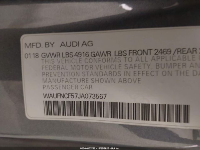 2018 AUDI A5 WAUFNCF57JA073567 Photo 8