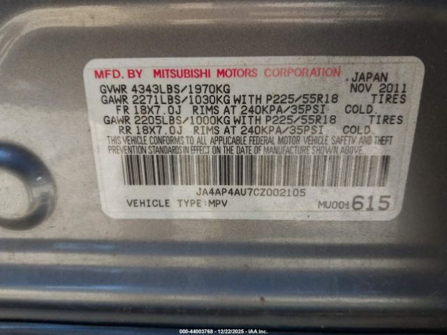 2012 MITSUBISHI OUTLANDER SPORT JA4AP4AU7CZ002105 Photo 8