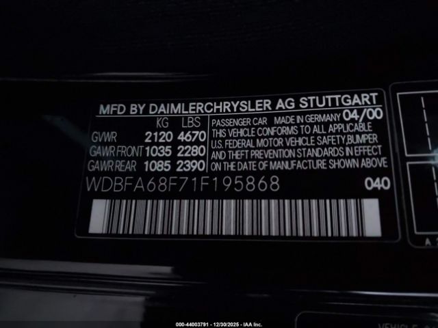 2001 MERCEDES-BENZ SL 500 WDBFA68F71F195868 Photo 8