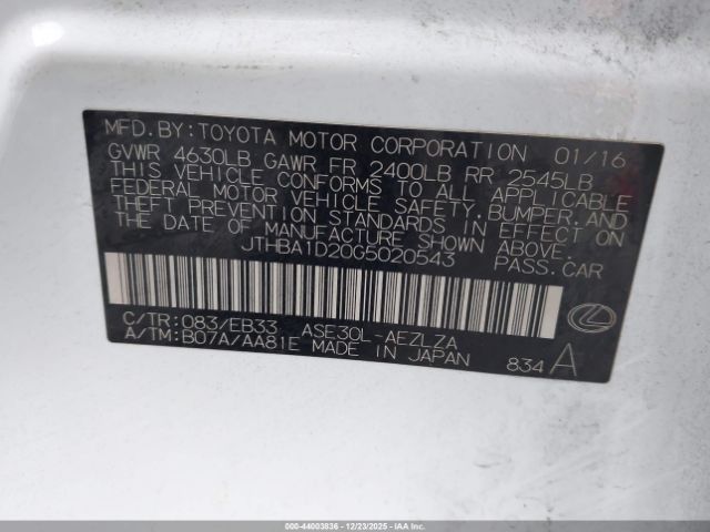 2016 LEXUS IS 200T JTHBA1D20G5020543 Photo 8