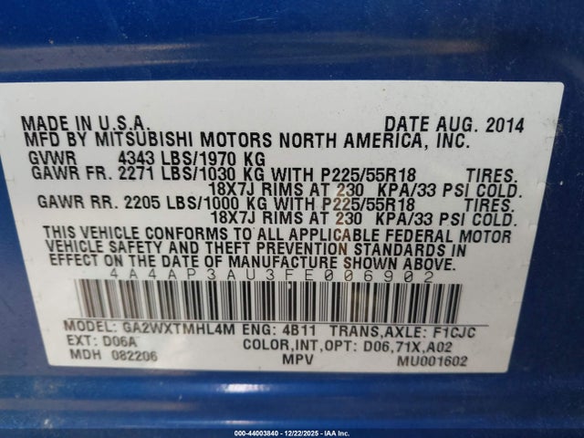 2015 MITSUBISHI OUTLANDER SPORT 4A4AP3AU3FE006902 Photo 8