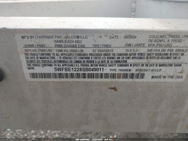 5WFBE1228SB049011 High View Manufacturing 7x12