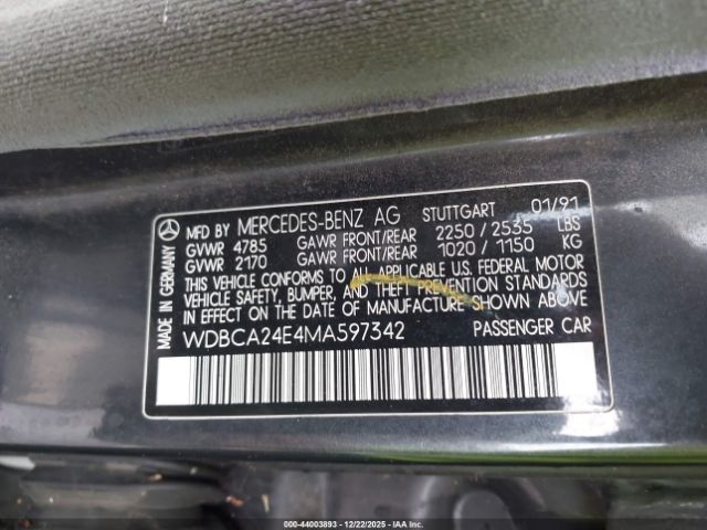 1991 MERCEDES-BENZ 300 WDBCA24E4MA597342 Photo 8