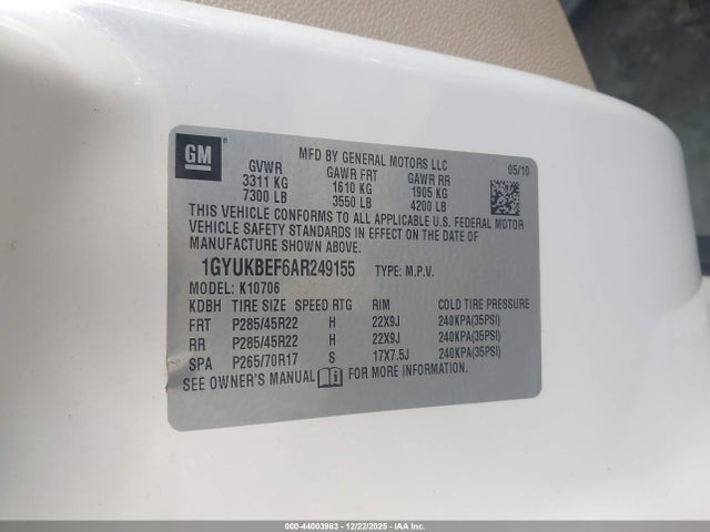 2010 CADILLAC ESCALADE 1GYUKBEF6AR249155 Photo 8