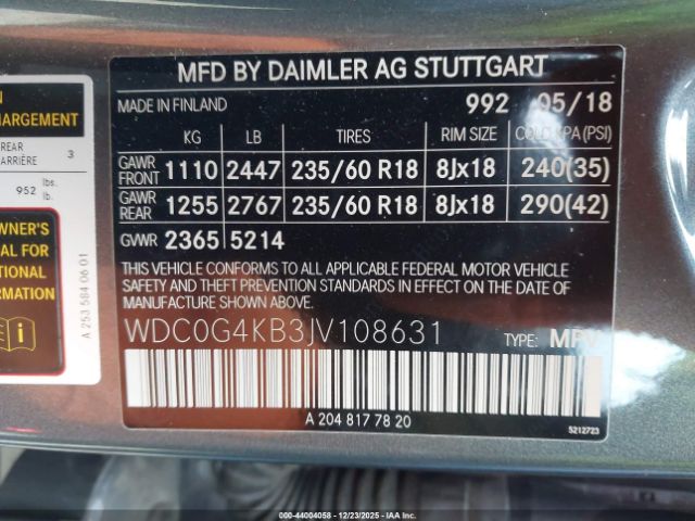 2018 MERCEDES-BENZ GLC 300 WDC0G4KB3JV108631 Photo 8