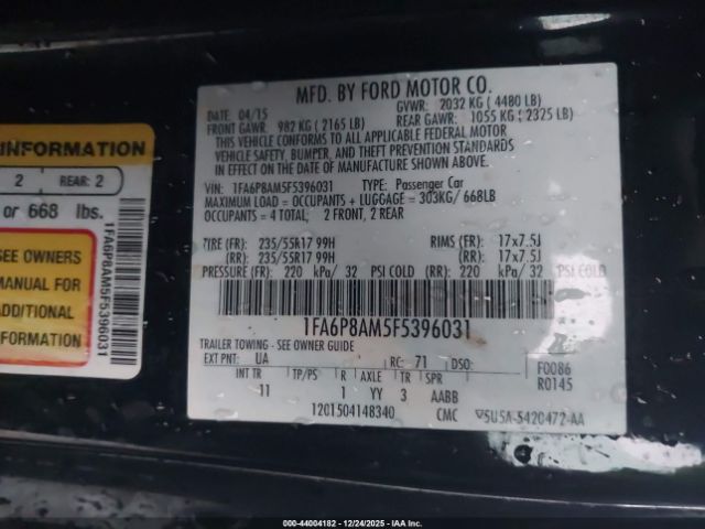 2015 FORD MUSTANG 1FA6P8AM5F5396031 Photo 8