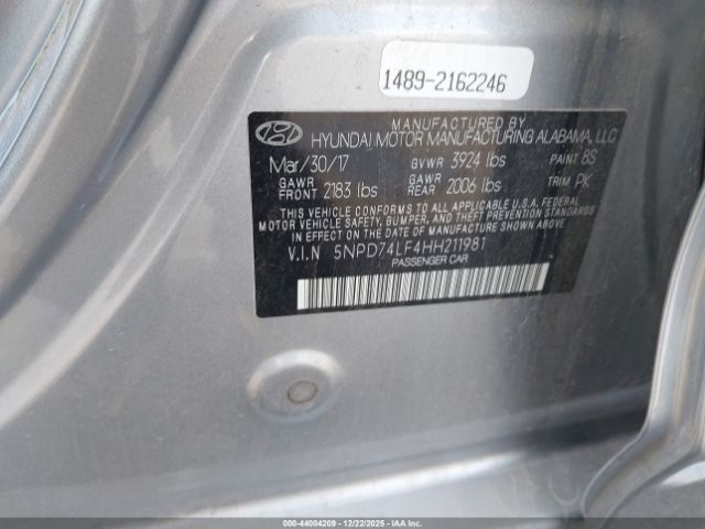 2017 HYUNDAI ELANTRA 5NPD74LF4HH211981 Photo 8