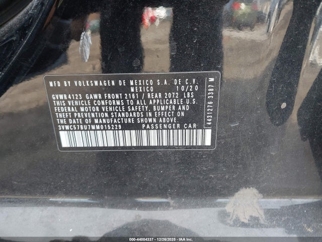 44004337 :رقم المزاد ، 3VWC57BU7MM015229 vin ، 2021 Volkswagen Jetta 1.4t R-line/1.4t S/1.4t Se مزاد بيع