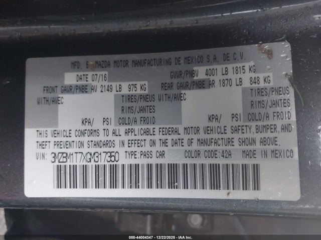 3MZBM1T7XGM317350 Mazda Mazda3 I Sport