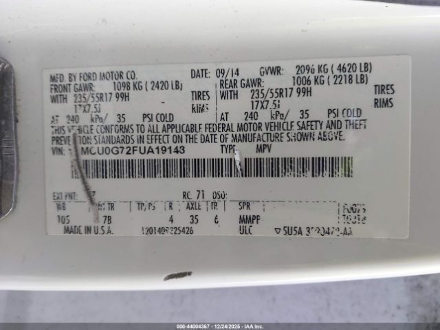 2015 FORD ESCAPE 1FMCU0G72FUA19148 Photo 8