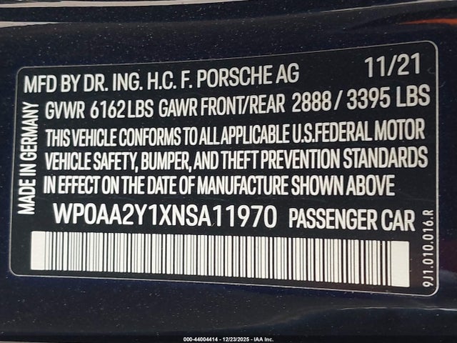 2022 PORSCHE TAYCAN WP0AA2Y1XNSA11970 Photo 8