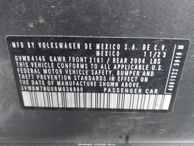 Продажа на аукционе авто 2024 Volkswagen Jetta 1.5t Sport, vin: 3VWBM7BU0RM036980, номер лота: 44004422