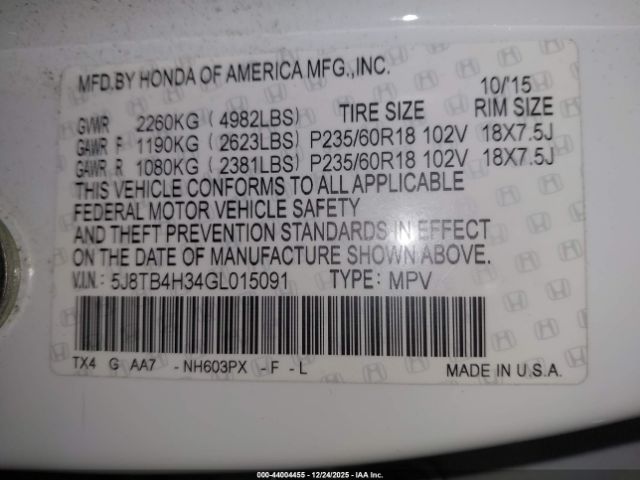 2016 ACURA RDX 5J8TB4H34GL015091 Photo 8