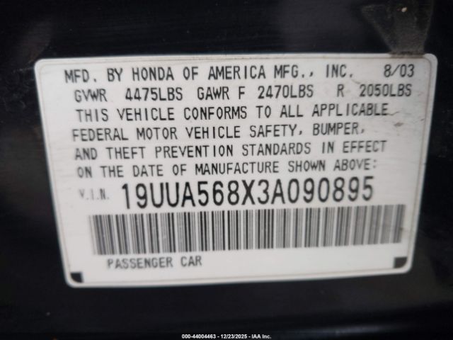 2003 ACURA TL 19UUA568X3A090895 Photo 8