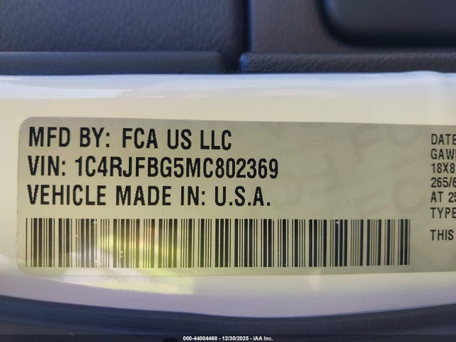 2021 JEEP GRAND CHEROKEE 1C4RJFBG5MC802369 Photo 8
