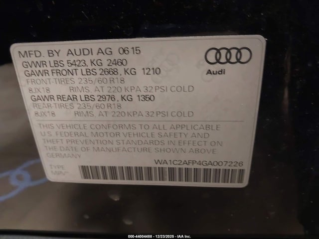 2016 AUDI Q5 WA1C2AFP4GA007226 Photo 8