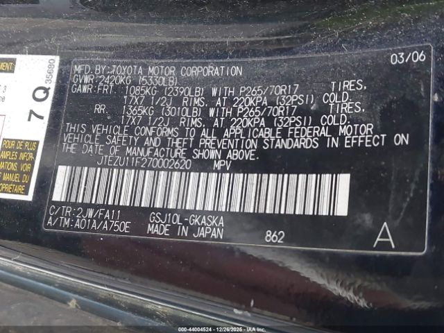 2007 TOYOTA FJ CRUISER JTEZU11F270002620 Photo 8