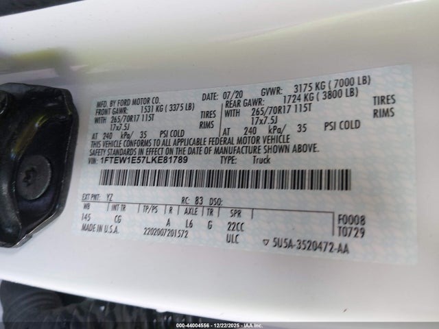 Ford F-150 Xl 2020 1FTEW1E57LKE81789 Image 9