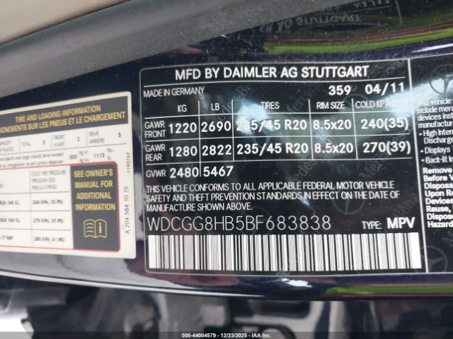 2011 MERCEDES-BENZ GLK 350 WDCGG8HB5BF683838 Photo 8