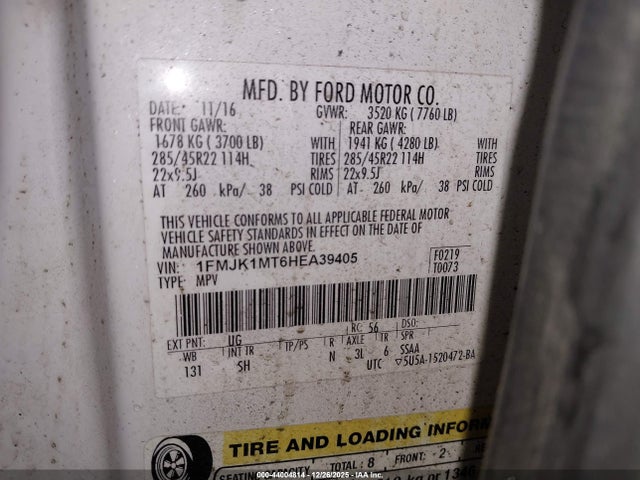 1FMJK1MT6HEA39405 Ford Expedition El Platinum
