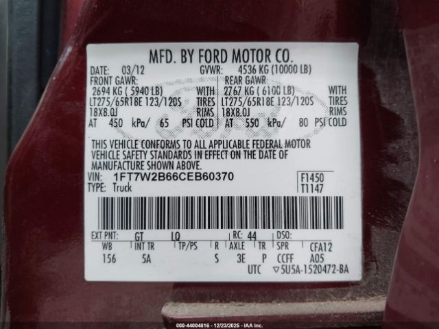 2012 FORD F-250 1FT7W2B66CEB60370 Photo 8