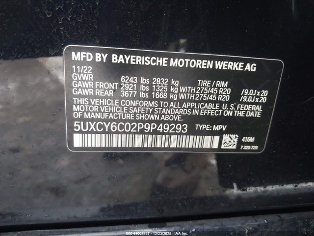 2023 BMW X6 5UXCY6C02P9P49293 Photo 8