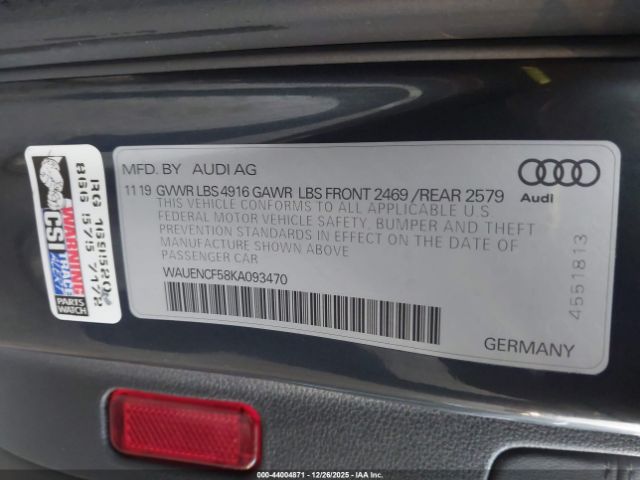 2019 AUDI A5 WAUENCF58KA093470 Photo 8