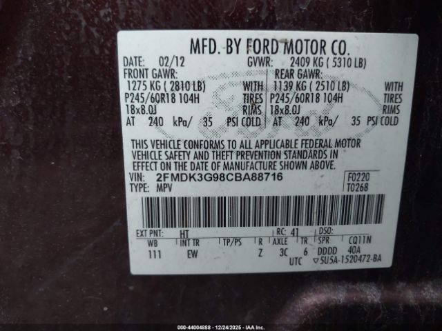 2012 FORD EDGE 2FMDK3G98CBA88716 Photo 8